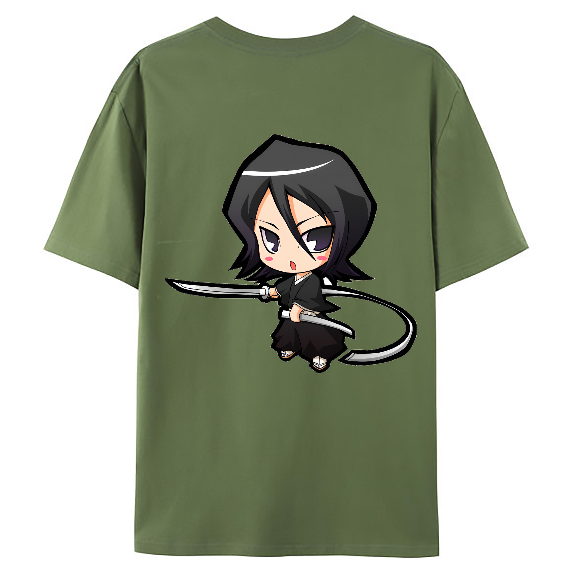 （画像用） ブリーチ 朽木ルキア BLEACH Kuchiki Rukia 綿100％ メンズ半袖Tシャツ（バックプリント） 通気性
